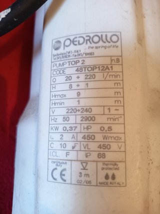 Bomba de agua Pedrollo TOP2