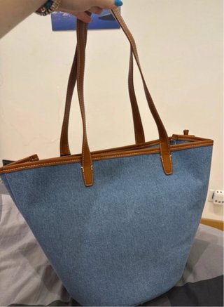 Borsa Label Rose Denim Marrone