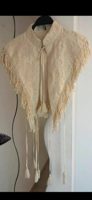 Chaleco Zara bordado flecos T/S zw colección