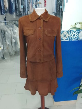 Conjunto falda y chaqueta piel cabra 100% talla S
