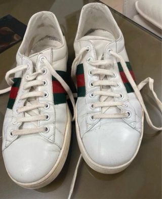 Zapatillas Gucci Blancas Rayas Verdes y Rojas