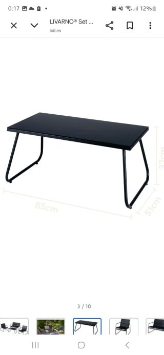 Conjunto de jardín Livarno metal negro