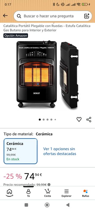 Estufa Catalítica Gas Butano SOGO