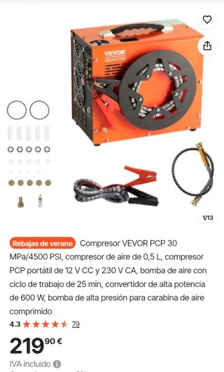 Compresor VEVOR PCP 30 MPa / 4500 PSI