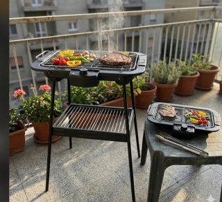 Barbecue Elettrico 2-in-1 con Supporto