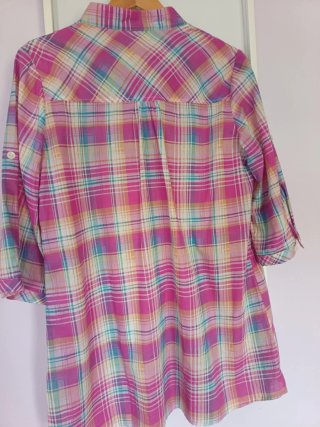 Vestido tipo camisa cuadros multicolor