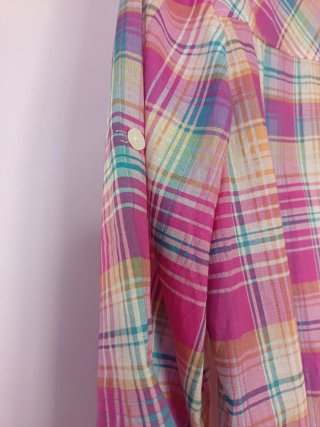 Vestido tipo camisa cuadros multicolor