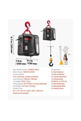 Cabrestante Eléctrico 2 en 1 - 500kg