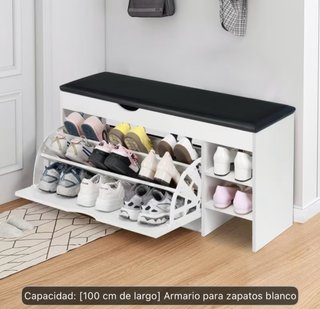 Zapatero blanco con asiento
