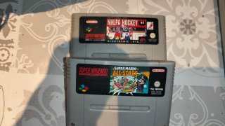 2 Juegos Super Nintendo: NHLPA Hockey 93 y Mario A