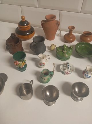 Lote mini jarrones cerámica y terracota