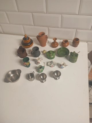 Lote mini jarrones cerámica y terracota