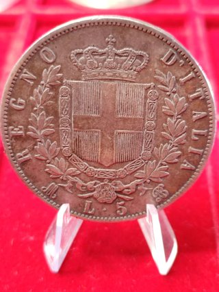 2 Pezzi di 5 Lire Argento 1870-1876 Regno d'Italia
