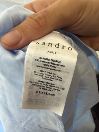 Camisa Sandro Paris S Azul Claro Cuello Blanco