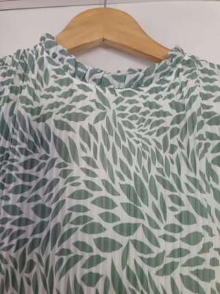 Vestido gasa forrado estampado hojas