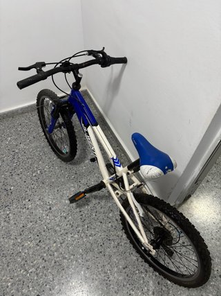 Bicicleta infantil azul y blanca
