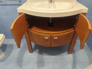 Conjunto mueble de lavabo,espejo y columna de baño