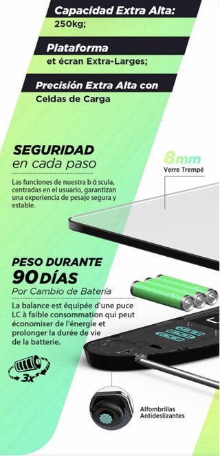 Bascula Baño Digital Numeros Gigantes hasta 250kg