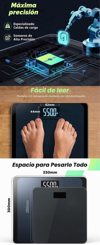 Bascula Baño Digital Numeros Gigantes hasta 250kg