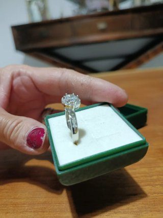 Anillo Plata Baño Oro Blanco Con Circonitas
