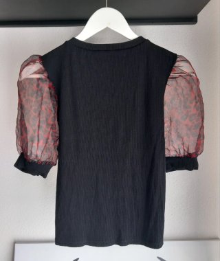 Top Zara Mangas Organza Animal Print Talla S