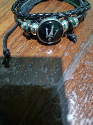 Bracciale Maserati Pelle Nera Uomo