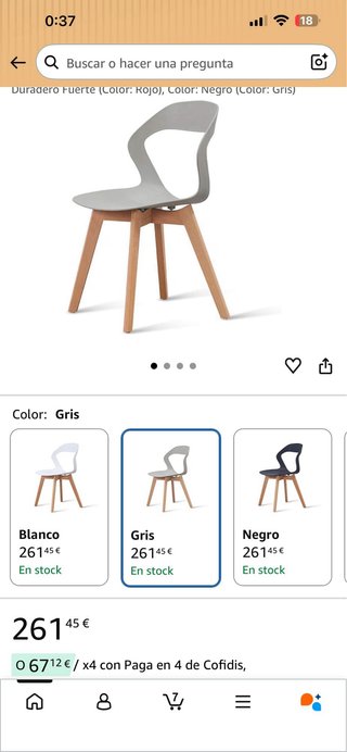 4 Sillas Diseño Moderno gris