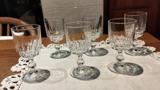 Conjunto 12 Copos Vidro Marinha Grande Pé Alto