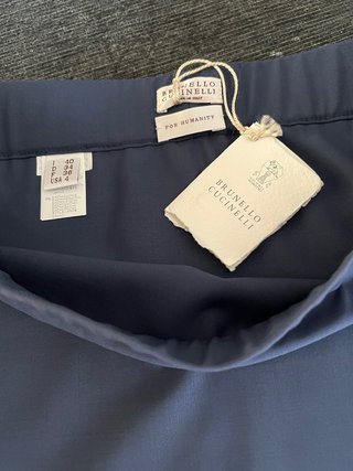 Gonna Fluida Brunello Cucinelli Lana Blu Taglia 40