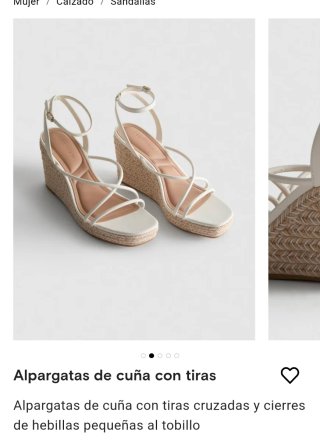 Alpargatas cuña tiras beige/blanco T38 sin estrena