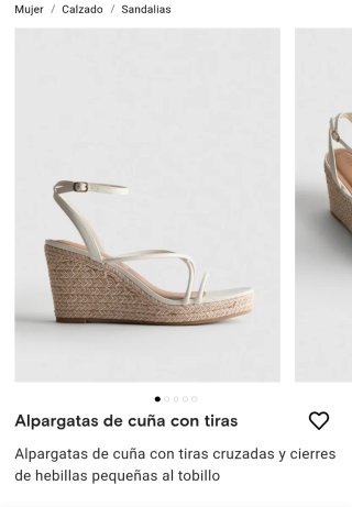 Alpargatas cuña tiras beige/blanco T38 sin estrena