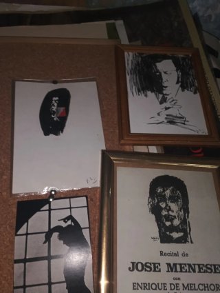 Marco de plata antiguo con silueta y Dibujos origi