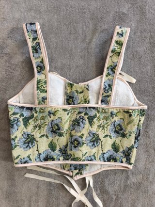 Top Corto in Stile Vintage Floreale Multicolore