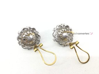 pendientes oro 18k con piedra con circonita,perla