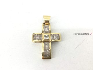 crucifijo oro 18k con piedra con circonita
