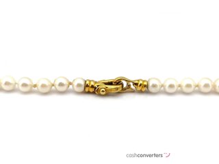 collar oro 18k con piedra con perla 22cm