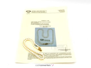 collar oro 18k con piedra con perla 22cm