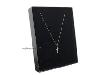 cadena oro 18k con piedra con diamante 18cm