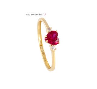 anillo oro 18k con piedra con rubi