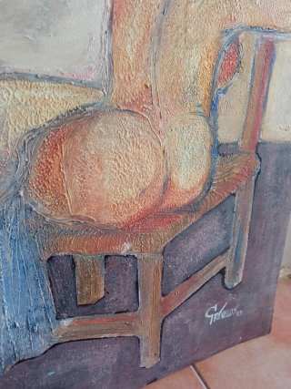 Cuadro Mujer sentada Ángel Grávalos 1973
