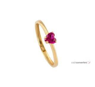 anillo oro 18k con piedra con rubi