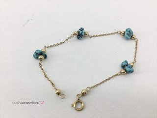 pulsera oro 14k con piedra con turquesa