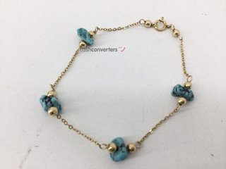 pulsera oro 14k con piedra con turquesa