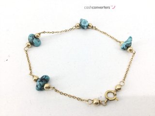 pulsera oro 14k con piedra con turquesa