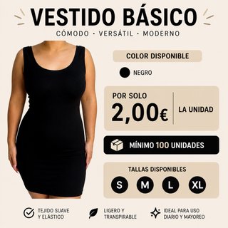 Vestido Básico Negro Tallas S-XL