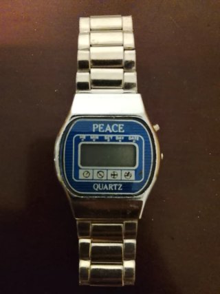 Reloj Peace Quartz Digital Plata y Azul