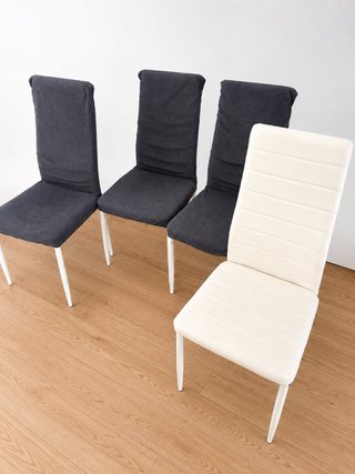 Pack 4 Sillas blancas Comedor Funda gris oscuro