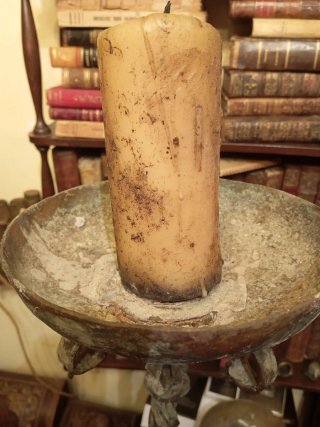 Candelabro antiguo metal forjado siglo XIX