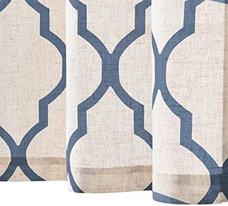 Cortinas Cortas Geométricas Azules 2 uds
