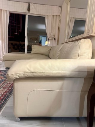 Sofá Chaise Longue Piel Beige